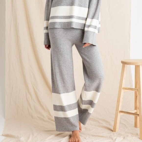 GRAY STRIPED LOUNGE PANTS
